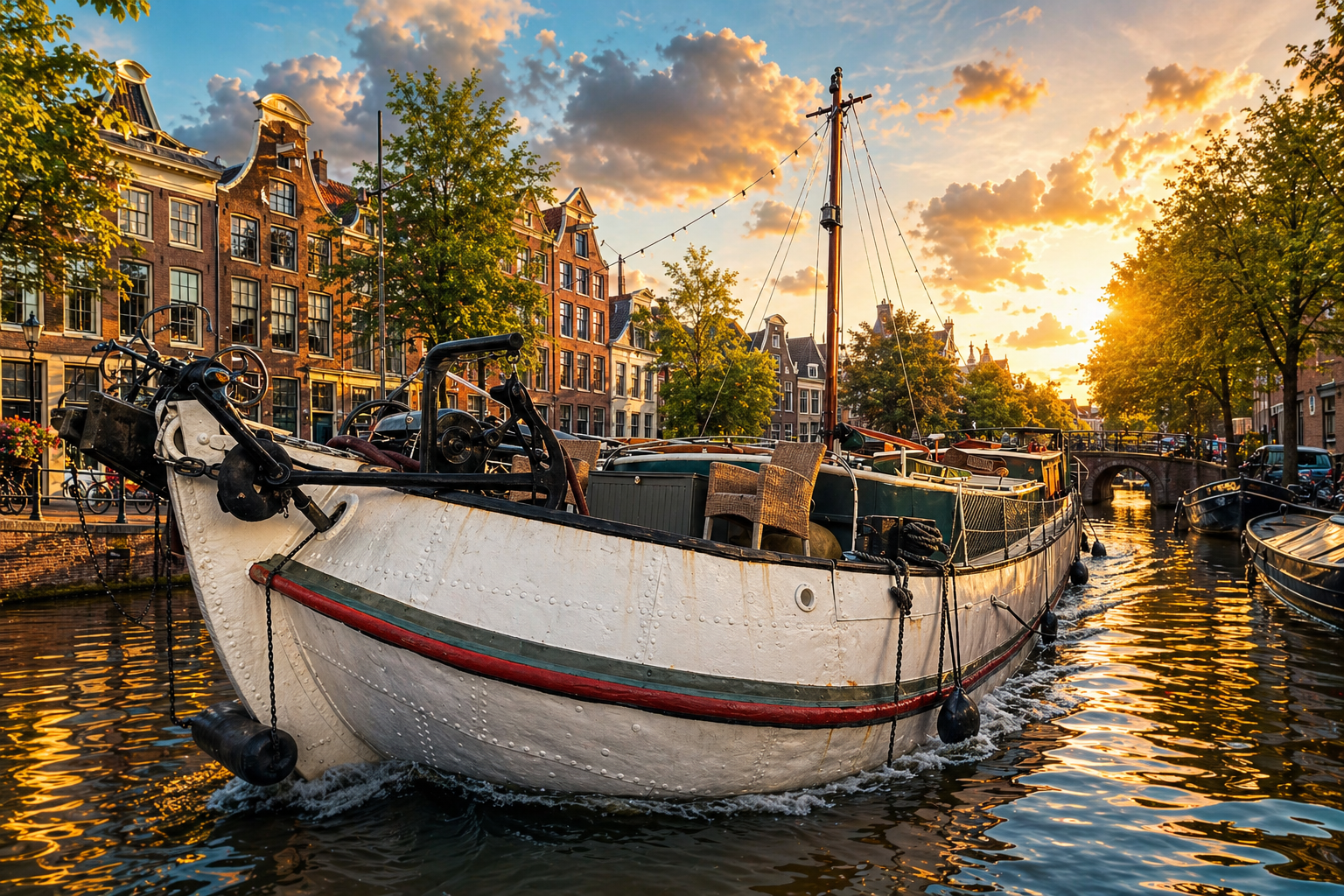 Connie in golden canal light