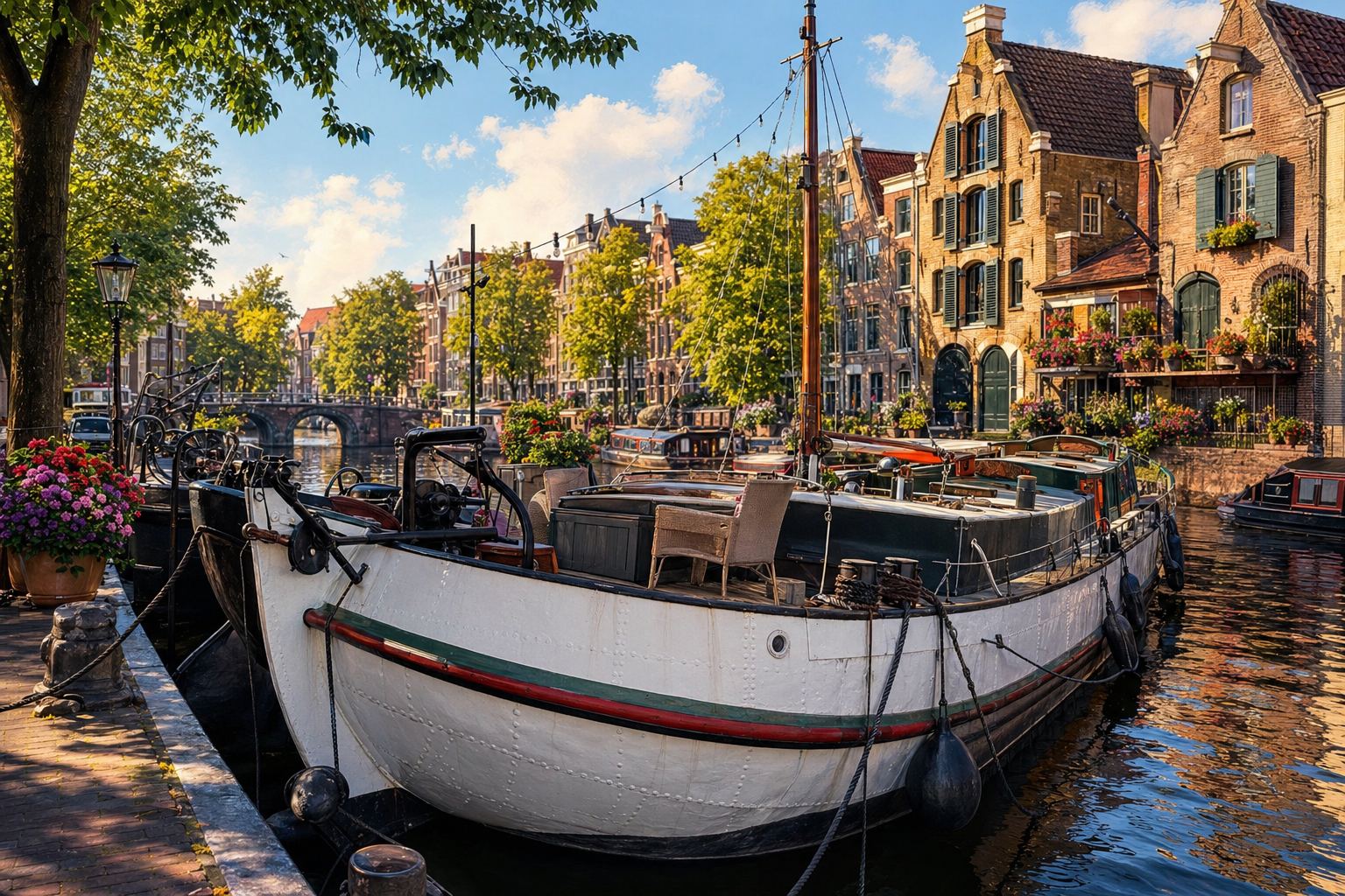 Moored beside the quay